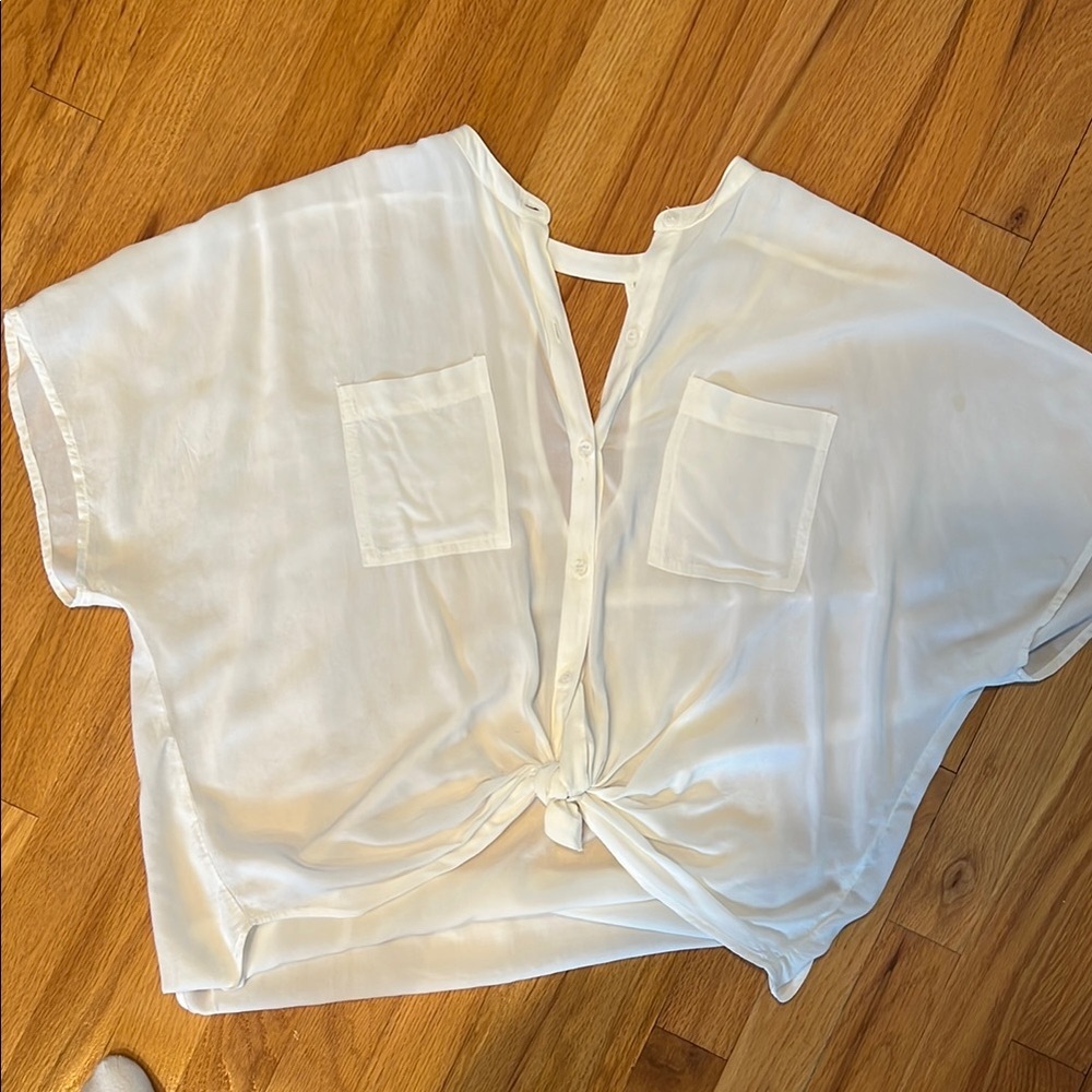 Splendid Women's White Button-Down Top Size Small